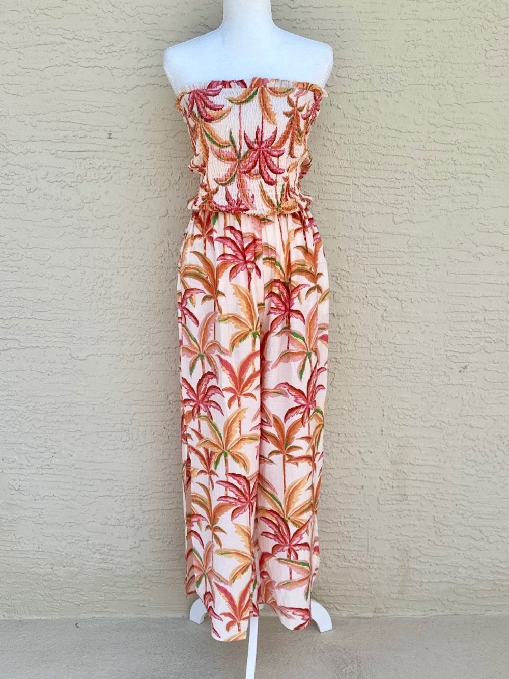 Blue Island Strapless Tropical Print Jumpsuit NWT, Size M